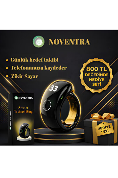 NOVENTRA Akıllı Zikir Yüzüğü Dijital Sayaçlı OLED Ekranlı Titreşimli Şarjlı Y...