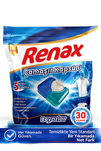 Renax Çamaşır Kapsül Deterjanı Beyazlar 30 Yıkama