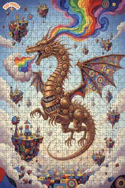 Esranın Dünyası لغز خشبي على شكل تنين ميكانيكي قوس قزح مزدوج الطبقات إطارًا 5...