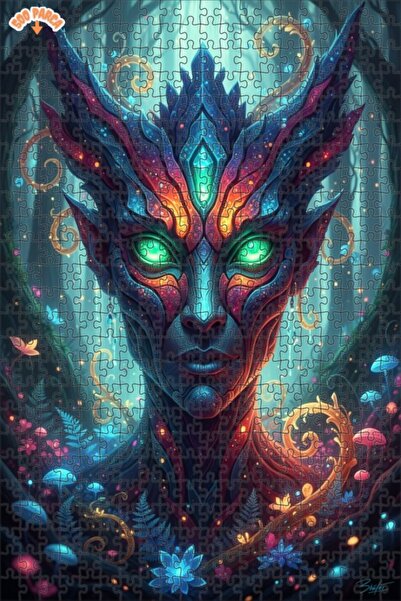 Esranın Dünyası Mysterious Forest Fairy Digital Art Print Wooden Puzzle 500 P...