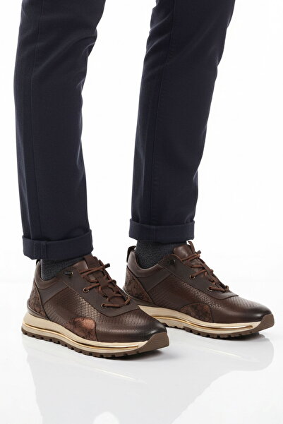 Voyager Brown Genuine Leather Rubber Laced Men's Casual Shoes