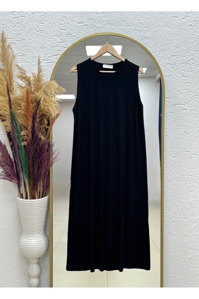 MİHRA STORE Cemile Sıfır Kol Uzun İçlik-NA07 Siyah