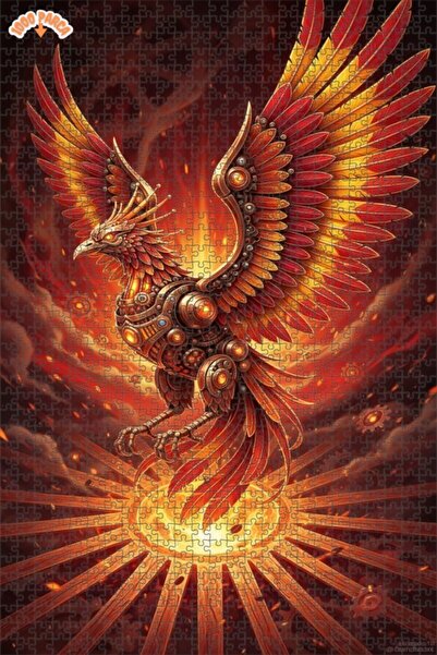 Esranın Dünyası لغز خشبي ميكانيكي على شكل طائر الفينيق بمظهر الزيت الملون، ذو...