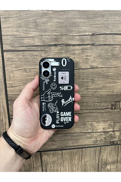 YZGOLDEN iPhone 16 Compatible Velvet Game over Printed Phone Case