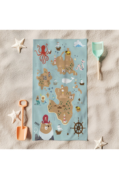 Şen Dekorasyon Pirate Map Beach Towel