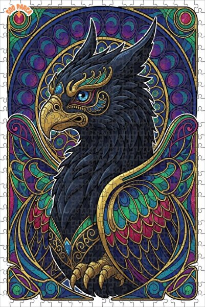 Esranın Dünyası Mysterious Griffin Art Printed Double-Layer Framed Wooden Puz...