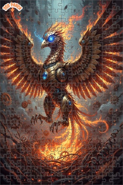 Esranın Dünyası Mechanical Phoenix Fire Dream Oil Painting Appearance 250 Pie...