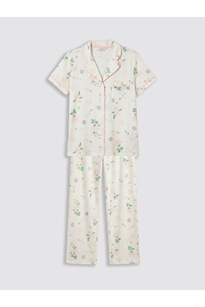 LC Waikiki Shirt Collar Floral Women's Pajamas Set