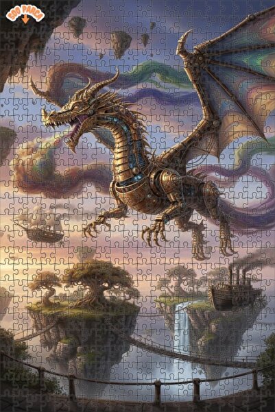 Esranın Dünyası لغز خشبي ميكانيكي بتصميم رحلة التنين في السماء مع إطار مزدوج ...