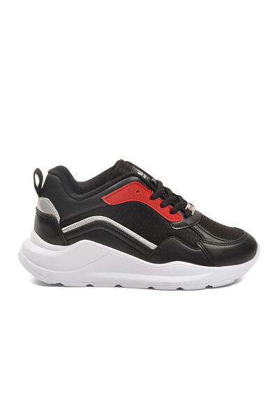 Aspor Black Burgundy Thick Sole Lace-Up Women's Sports Shoes