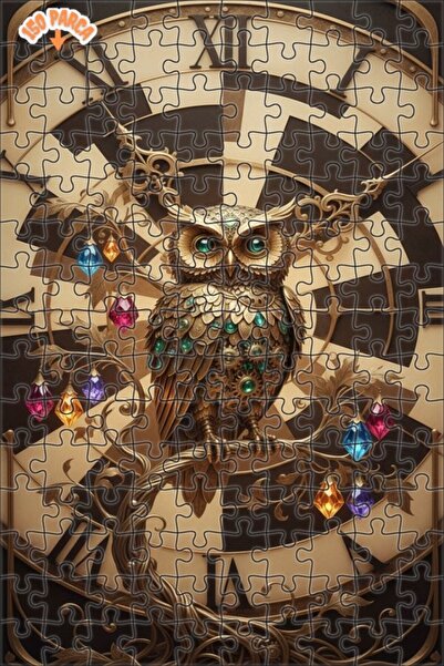 Esranın Dünyası Magical Clock Owl Oil Painting Lookalike Double-Layer Framed ...