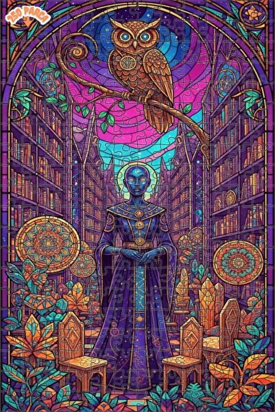 Esranın Dünyası Mysterious Library Owl Art Wooden Puzzle Double-Layer Framed ...