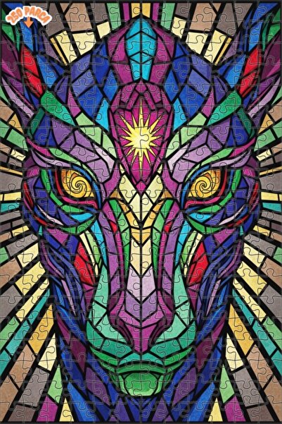 Esranın Dünyası Magical Colors Glass Mosaic Cat Art Double-Layer Framed Woode...