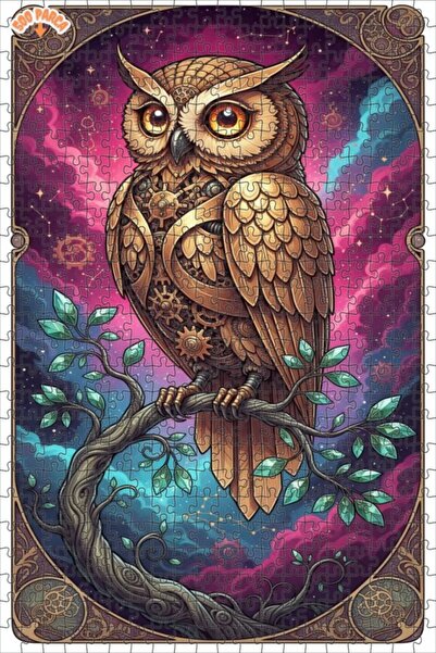 Esranın Dünyası Mechanical Owl Art Double Layer Framed Wooden Puzzle 500 Piec...