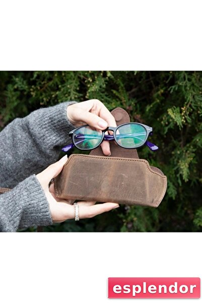 esplendor Riviera Leather Strap Glasses Case Caramel