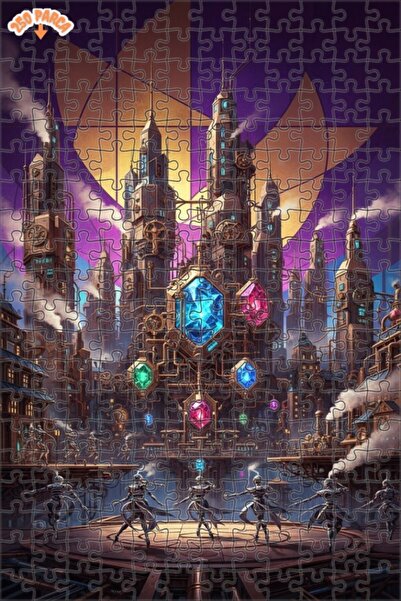 Esranın Dünyası Steam-Powered Mechanical City Display Stone-Looking Double-La...