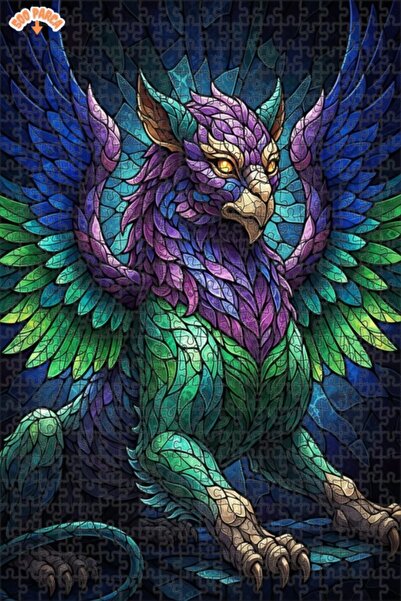 Esranın Dünyası لغز خشبي بمظهر الزجاج الملون من ميستيك غريفون 500 قطعة 50x30