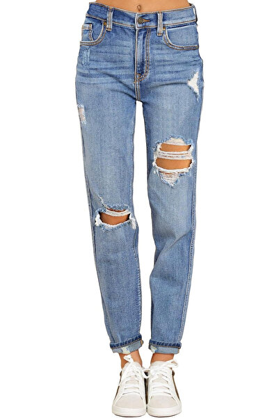 Roskiky Blugi albaștri, casual pentru femei, 4 buzunare, mărime M