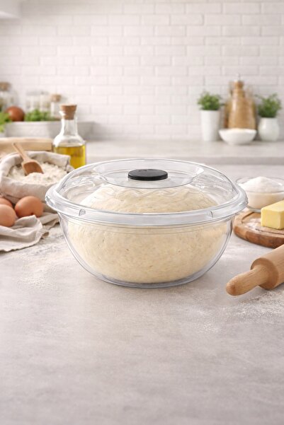 Ovio Ev&Yaşam 5 Litre Kapaklı Hamur Mayalama Leğeni Şeffaf Badya - Yoğurma ve...