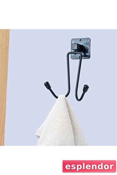 esplendor رداء حمام معدني أسود اللون ذاتي اللصق ورف منشفة