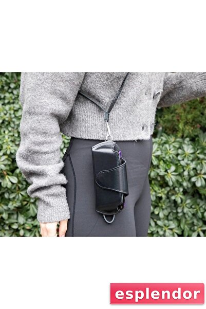 esplendor Riviera Leather Strap Glasses Case Glossy Black