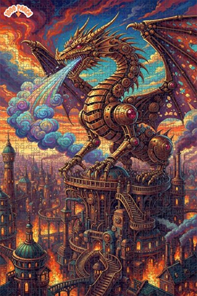 Esranın Dünyası لغز خشبي مصور بالألوان الزيتية لمشهد التنين مزدوج الطبقات قطع...