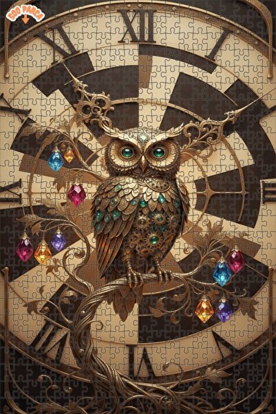 Esranın Dünyası Magical Clock Owl Oil Painting Lookalike Double-Layer Framed ...
