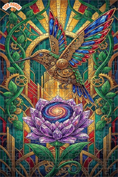 Esranın Dünyası Mysterious Mechanical Hummingbird Crystal Flower Art 250 Piec...