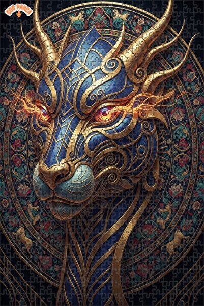 Esranın Dünyası Golden Dragon Art Double Layer Framed Wooden Puzzle 500 Piece...