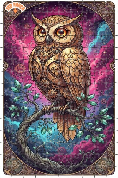 Esranın Dünyası Mechanical Owl Art Double Layer Framed Wooden Puzzle 150 Piec...