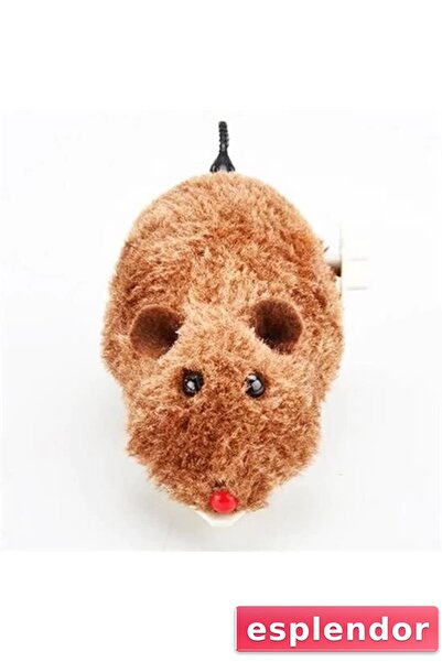 esplendor Wind-Up Cat Training Toy Furry Plush Interactive Cute Fun Toy