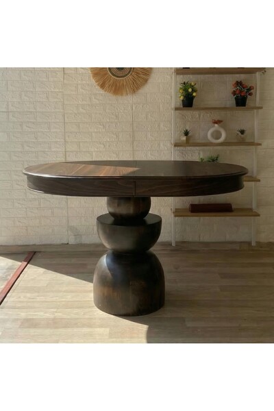 silla Concept Boğum Ayaklı Masa Ahşap Oval Koyu Ceviz Renkli Açılır Masa (BOY...