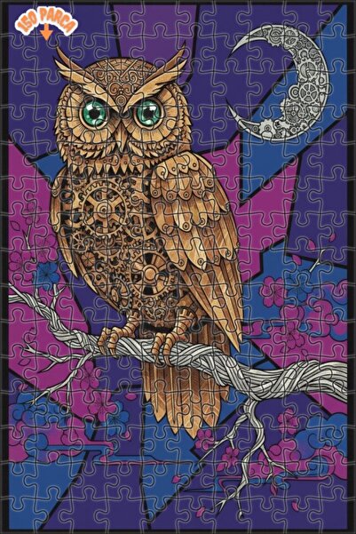 Esranın Dünyası Steam Mechanical Owl Art Double Layer Framed Wooden Puzzle 15...