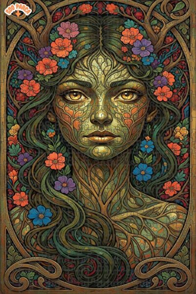 Esranın Dünyası Mother Nature Oil Painting Lookalike Art Nouveau Wooden Puzzl...