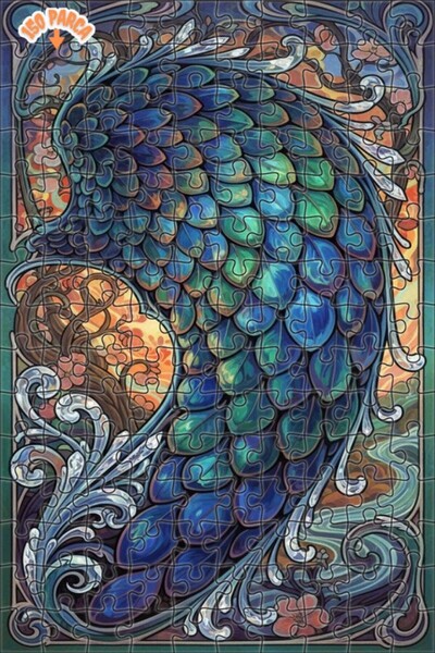 Esranın Dünyası Magnificent Winged Peacock Oil Painting Look Wooden Puzzle wi...