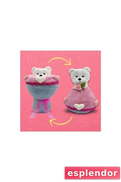 esplendor باقة الحب باقة زهور قطيفة مع دمية دب 40 سم