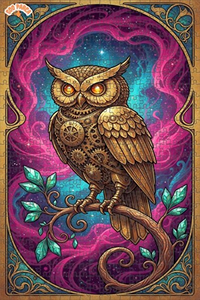 Esranın Dünyası Mechanical Owl Art Double Layer Framed Wooden Puzzle 500 Piec...