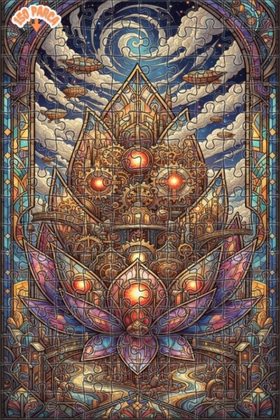 Esranın Dünyası Buharli Sanat Lotus Double-Layer Framed Wooden Puzzle 150 Pie...