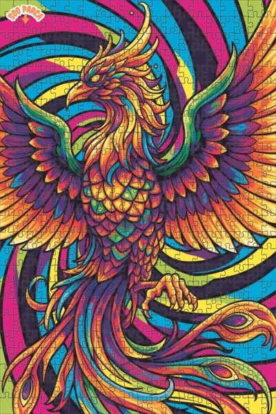Esranın Dünyası Gorgeous Phoenix Double Layer Framed Wooden Puzzle 500 Pieces...