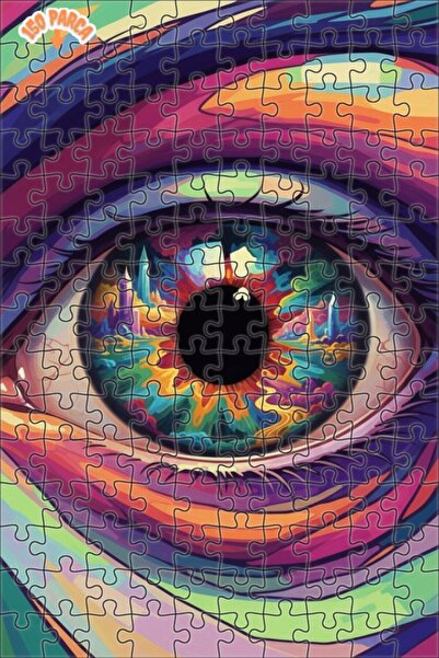 Esranın Dünyası Psychedelic Eye-Catching View Double-Layer Framed Wooden Puzz...