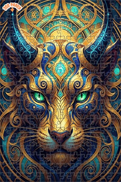 Esranın Dünyası لغز خشبي مكون من مزدوج الطبقات قطعة بتصميم الفهد الذهبي المرس...