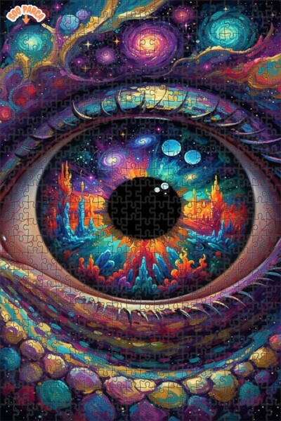 Esranın Dünyası Universal Eye Oil Painting Lookalike Double-Layer Framed Wood...