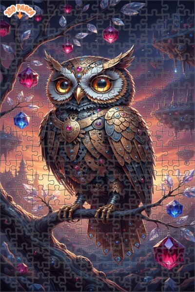 Esranın Dünyası Mechanical Owl of the Enchanted Forest Oil Painting Double-La...