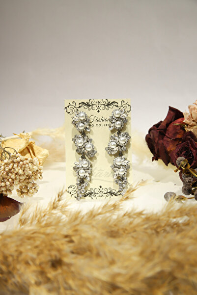 CHARM "Pearl Cascade" Earrings - Long earrings with pearls and crystals