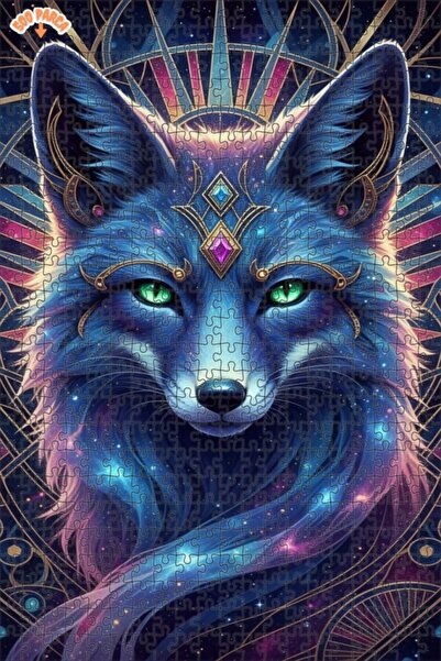 Esranın Dünyası Galactic Fox Art Double-Layer Framed Wooden Puzzle 500 Pieces...