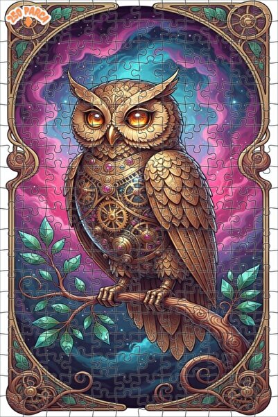Esranın Dünyası Steampunk Owl Art Double Layer Framed Wooden Puzzle 250 Piece...