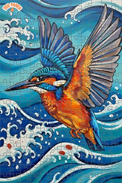 Esranın Dünyası Vivid Colorful Yakamoz Bird on Waves Oil Painting Double-Laye...