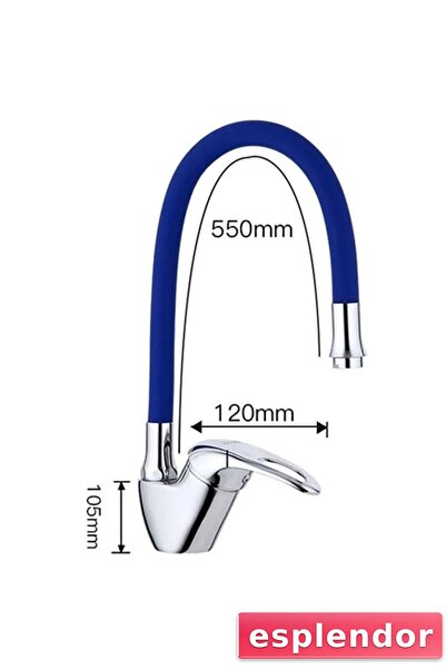 esplendor صنبور حوض المطبخ ميكس سوان باللون الأزرق مع رأس متحرك ملون