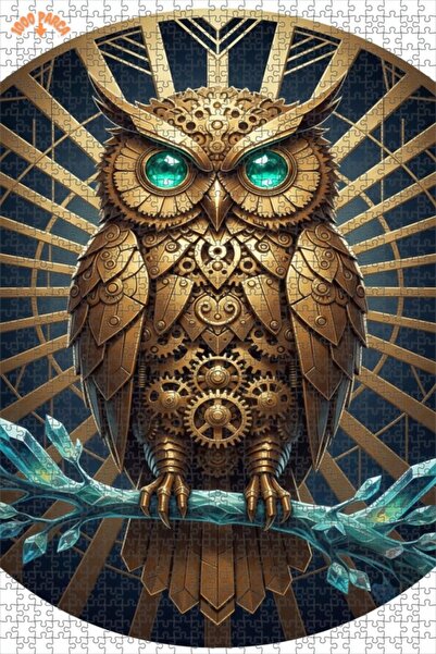 Esranın Dünyası Golden Mechanical Owl Double Layer Framed Wooden Puzzle 1000 ...