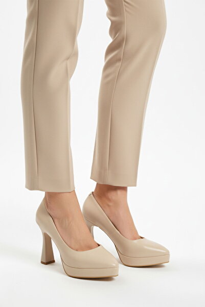 Aspor Beige Women's Platform Heeled Shoes